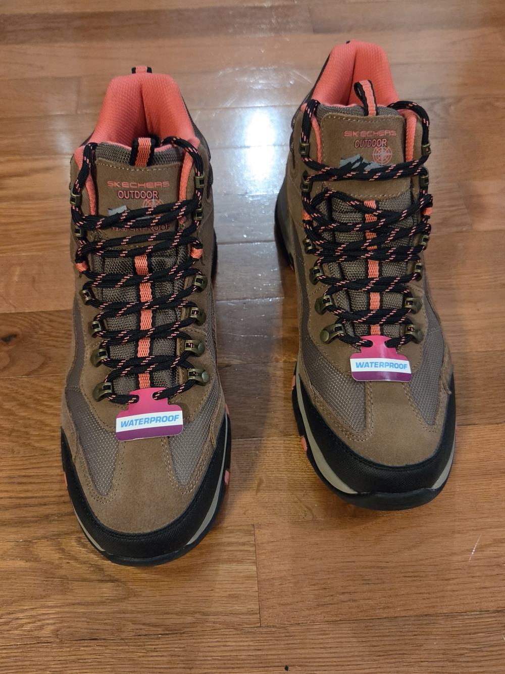 NWT SKECHERS Waterproof Brown & Coral Women's 10 Hiking Boots-Trego Base Camp - Picture 2 of 8